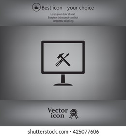 setting parameters, laptop icon, vector illustration. Flat design style