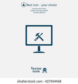 setting parameters, laptop icon, vector illustration. Flat design style