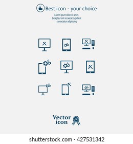 setting parameters, laptop icon, vector illustration. Flat design style