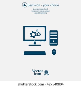 setting parameters, laptop icon, vector illustration. Flat design style
