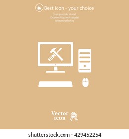 setting parameters, laptop icon, vector illustration. Flat design style