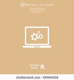 setting parameters, laptop icon, vector illustration. Flat design style