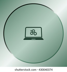 setting parameters, laptop icon, vector illustration. Flat design style