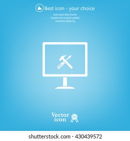 setting parameters, laptop icon, vector illustration. Flat design style