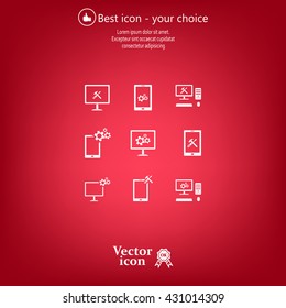 setting parameters, laptop icon, vector illustration. Flat design style
