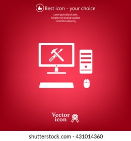 setting parameters, laptop icon, vector illustration. Flat design style