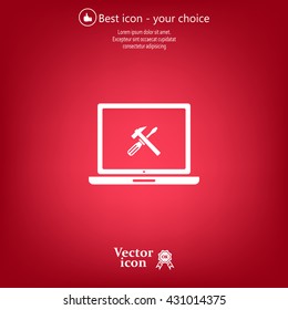 setting parameters, laptop icon, vector illustration. Flat design style