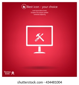 setting parameters, laptop icon, vector illustration. Flat design style