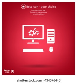 setting parameters, laptop icon, vector illustration. Flat design style