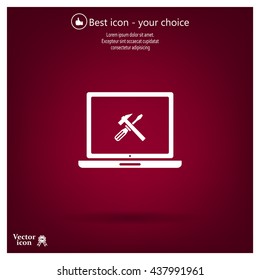setting parameters, laptop icon, vector illustration. Flat design style