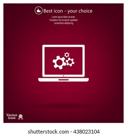 setting parameters, laptop icon, vector illustration. Flat design style