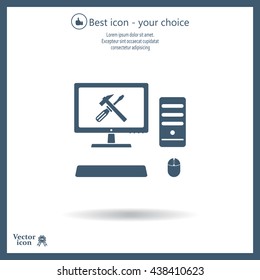 setting parameters, laptop icon, vector illustration. Flat design style