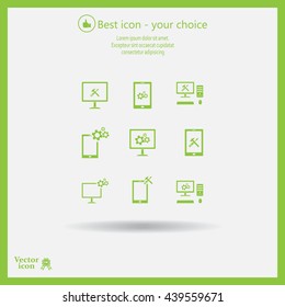 setting parameters, laptop icon, vector illustration. Flat design style