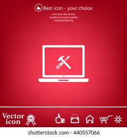 setting parameters, laptop icon, vector illustration. Flat design style