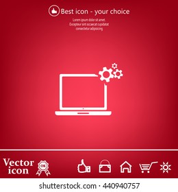setting parameters, laptop icon, vector illustration. Flat design style