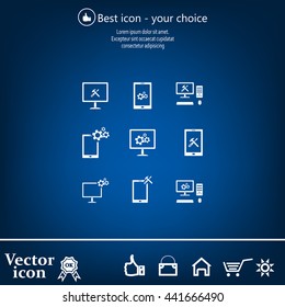 setting parameters, laptop icon, vector illustration. Flat design style