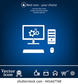 setting parameters, laptop icon, vector illustration. Flat design style