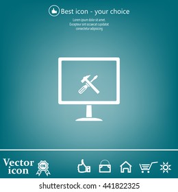 setting parameters, laptop icon, vector illustration. Flat design style