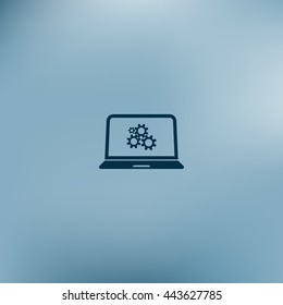 setting parameters, laptop icon, vector illustration. Flat design style