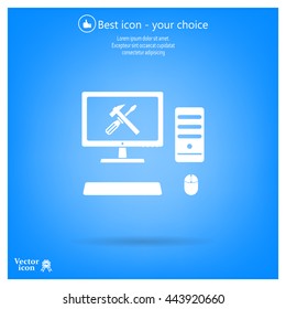 setting parameters, laptop icon, vector illustration. Flat design style