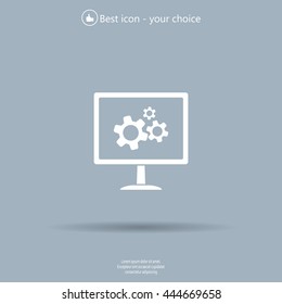 setting parameters, laptop icon, vector illustration. Flat design style