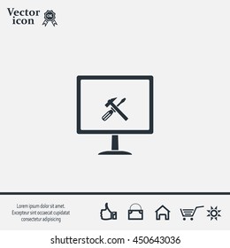 setting parameters, laptop icon, vector illustration. Flat design style