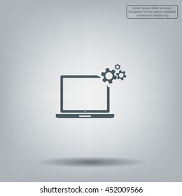setting parameters, laptop icon, vector illustration. Flat design style