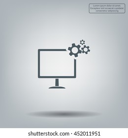 setting parameters, laptop icon, vector illustration. Flat design style