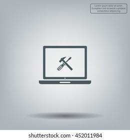 setting parameters, laptop icon, vector illustration. Flat design style