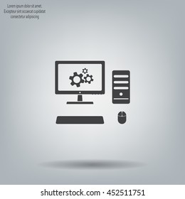 setting parameters, laptop icon, vector illustration. Flat design style