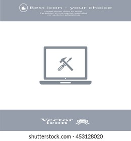 setting parameters, laptop icon, vector illustration. Flat design style