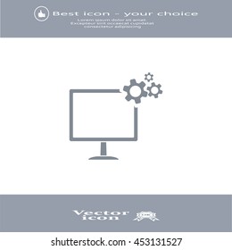 setting parameters, laptop icon, vector illustration. Flat design style