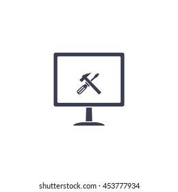 setting parameters, laptop icon, vector illustration. Flat design style