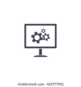 setting parameters, laptop icon, vector illustration. Flat design style
