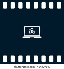 setting parameters, laptop icon, vector illustration. Flat design style