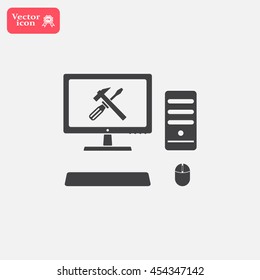 setting parameters, laptop icon, vector illustration. Flat design style