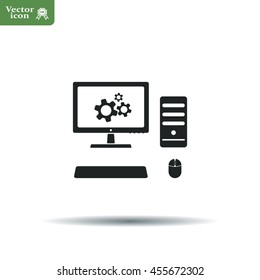 setting parameters, laptop icon, vector illustration. Flat design style