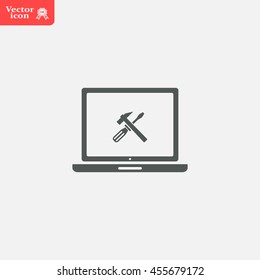 setting parameters, laptop icon, vector illustration. Flat design style