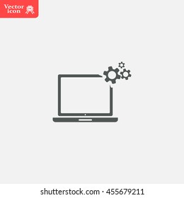 setting parameters, laptop icon, vector illustration. Flat design style