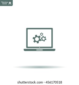 setting parameters, laptop icon, vector illustration. Flat design style