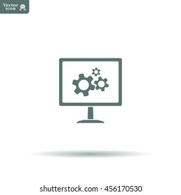setting parameters, laptop icon, vector illustration. Flat design style