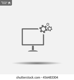 setting parameters, laptop icon, vector illustration. Flat design style