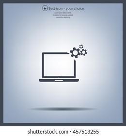 setting parameters, laptop icon, vector illustration. Flat design style