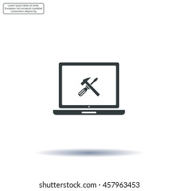 setting parameters, laptop icon, vector illustration. Flat design style