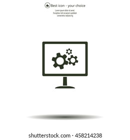 setting parameters, laptop icon, vector illustration. Flat design style