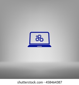 setting parameters, laptop icon, vector illustration. Flat design style