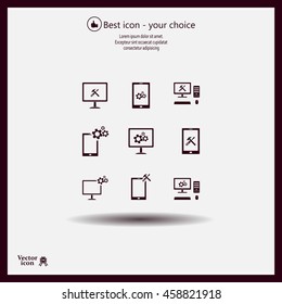 setting parameters, laptop icon, vector illustration. Flat design style