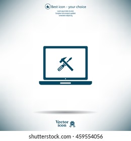 setting parameters, laptop icon, vector illustration. Flat design style