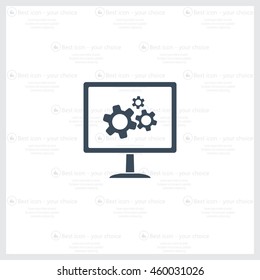 setting parameters, laptop icon, vector illustration. Flat design style