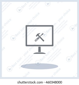 setting parameters, laptop icon, vector illustration. Flat design style